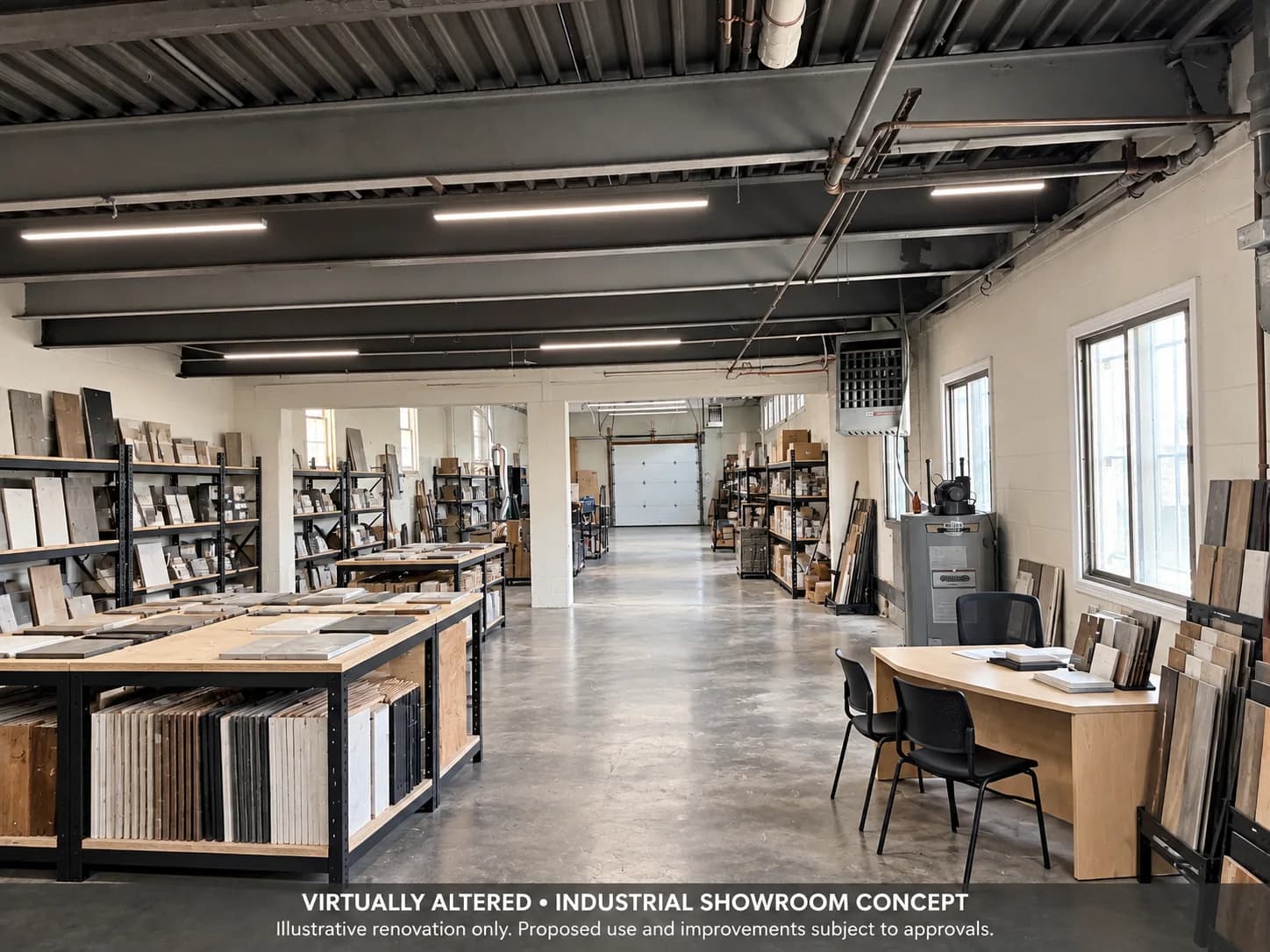 Virtually altered showroom concept at 461 Wethersfield Avenue in Hartford; not current condition